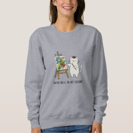 Funny Cat Doodle Artist mit Pinsel Design Sweatshirt