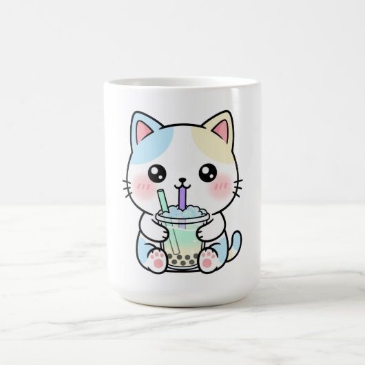Funny Cat Drinking a Cute Drink Kaffeetasse (Mittel)