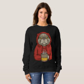 Funny Cat Drinking Coffee Morning Cat Drink Coffee Sweatshirt (Vorne ganz)