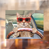 Funny Cat Driving Car Shade 11" x 8" Fensterheber Fensteraufkleber (Blatt 2)