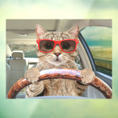 Funny Cat Driving Car Shade 16" x 12" Fensteraufkleber (Blatt 3)