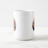 Funny Cat & Duck in einem Korb mit Blume Kaffeetasse (Mittel)