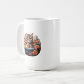 Funny Cat & Duck in einem Korb mit Blume Kaffeetasse (Vorderseite Links)