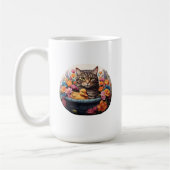 Funny Cat & Duck in einem Korb mit Blume Kaffeetasse (Links)