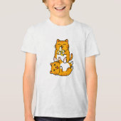 Funny Cat Eating Banana Neko Cute Cartoon Orange Tri-Blend Shirt (Vorderseite)