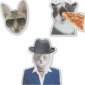 Funny Cat Eating Pizza Aufkleber (Vorderseite)