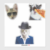 Funny Cat Eating Pizza Aufkleber (Blatt)