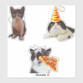 Funny Cat Eating Pizza Aufkleber (Blatt)
