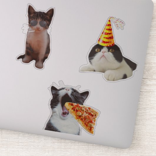 Funny Cat Eating Pizza Aufkleber (Detail)