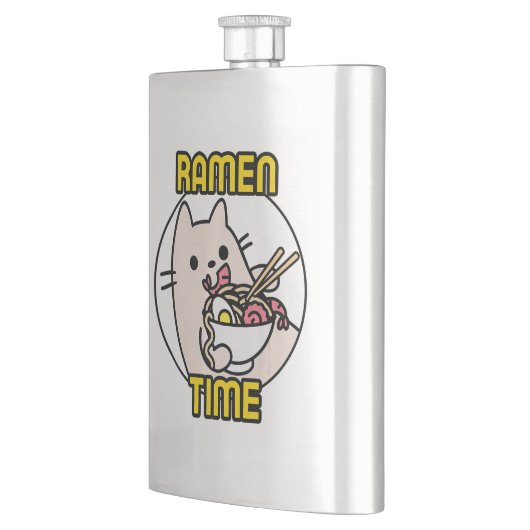 Funny Cat Eating Ramen Cat Lover Pet Eigentümer Flachmann (Links)