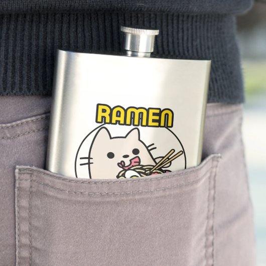 Funny Cat Eating Ramen Cat Lover Pet Eigentümer Flachmann (Beispiel)