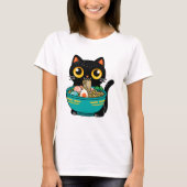 Funny Cat Eating Ramen Japanisch Cat Ramen Noodles T-Shirt (Vorderseite)
