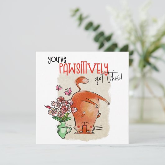 Funny Cat ermutigend Zitat pawsitiv Got (Stehend Vorderseite)