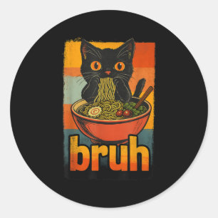 Funny Cat Essen Japanisch Ramen Noodles Männer Fra Runder Aufkleber