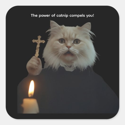 Funny Cat Exorcist Sticker - Catnip Compels You (Vorderseite)