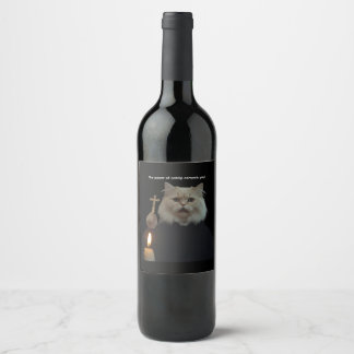 Funny Cat Exorcist Wine Label - Catnip Compels You Weinetikett