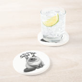 Funny Cat Face Illustration – Minimal Cute Cat Art Getränkeuntersetzer (Seite)