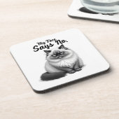 Funny Cat Face Illustration – Minimal Cute Cat Art Getränkeuntersetzer (Linke Seite)
