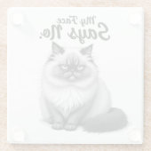 Funny Cat Face Illustration – Minimal Cute Cat Art Glasuntersetzer (Rückseite)