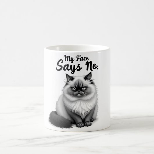 Funny Cat Face Illustration – Minimal Cute Cat Art Kaffeetasse (Mittel)