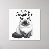 Funny Cat Face Illustration – Minimal Cute Cat Art Leinwanddruck (Vorderseite)