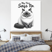 Funny Cat Face Illustration – Minimal Cute Cat Art Leinwanddruck (Insitu (Schlafzimmer))
