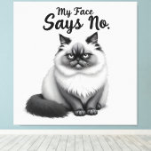 Funny Cat Face Illustration – Minimal Cute Cat Art Leinwanddruck (Insitu (Holzboden))