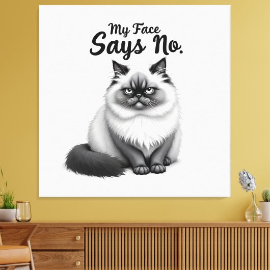 Funny Cat Face Illustration – Minimal Cute Cat Art Leinwanddruck (Insitu (Wohnzimmer))