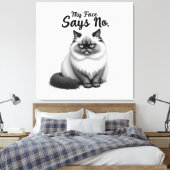 Funny Cat Face Illustration – Minimal Cute Cat Art Leinwanddruck (Insitu (Schlafzimmer))