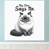 Funny Cat Face Illustration – Minimal Cute Cat Art Leinwanddruck (Insitu (Holzboden))