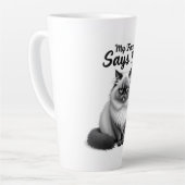 Funny Cat Face Illustration – Minimal Cute Cat Art Milchtasse (Linke Ecke)