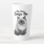 Funny Cat Face Illustration – Minimal Cute Cat Art Milchtasse (Vorderseite)