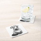 Funny Cat Face Illustration – Minimal Cute Cat Art Rechteckiger Pappuntersetzer (Vor Ort)