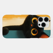 Funny Cat Face Neugieriges Pinkeln Black Kitty Cat iPhone Hülle (Rückseite (Horizontal))