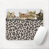 Funny Cat Faces on Leopard Print Mousepad (Mit Mouse)