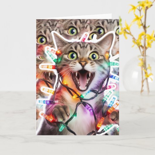 Funny Cat Faltschachtel Weihnachtskarte Karte (Gelbe Blume)