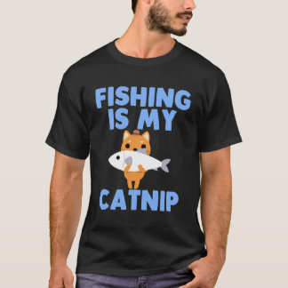 Funny Cat Feline Fishing Animal Lover Fischer Fi T-Shirt