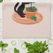 Funny Cat Fig Tree gepunktete Pflanze Hand gezogen Geschirrtuch (Gefaltet)