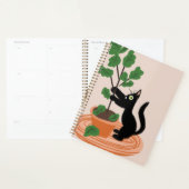 Funny Cat Fig Tree gepunktete Pflanze Hand gezogen Planer (Anzeige)