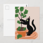 Funny Cat Fig Tree gepunktete Pflanze Hand gezogen Postkarte (Vorne/Hinten)