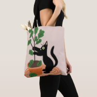 Funny Cat Fig Tree gepunktete Pflanze Hand gezogen