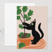 Funny Cat Fig Tree Potted Pflanze Hand Drawing Car (Vorne/Hinten)