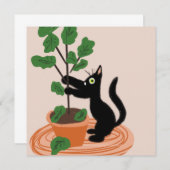 Funny Cat Fig Tree Potted Pflanze Hand Drawing Car (Vorne/Hinten)
