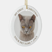 Funny Cat First Christmas Foto Keramik Ornament (Rechts)