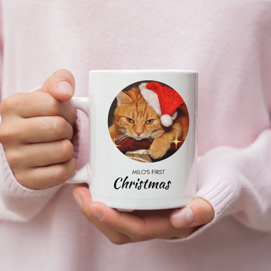 Funny Cat First Christmas Personalisiert Cat Foto Kaffeetasse