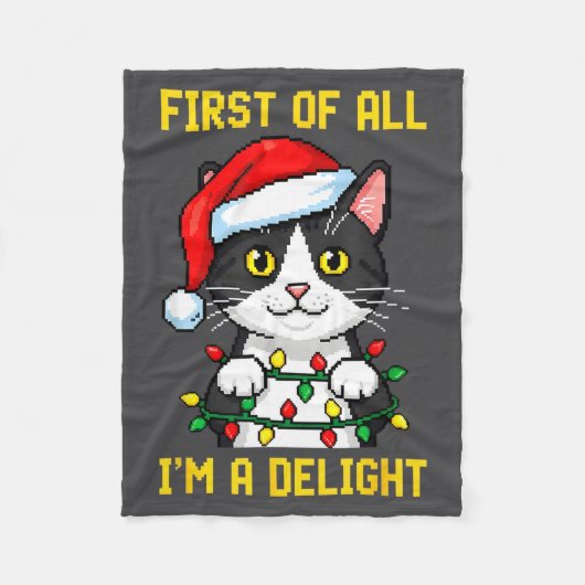 Funny Cat First Of All I'm A Delight Retro Gaming  Fleecedecke (Vorderseite)