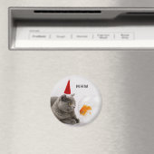 Funny Cat & Fish Custom Monogramm Magnet (In Situ (Geschirrspüler))
