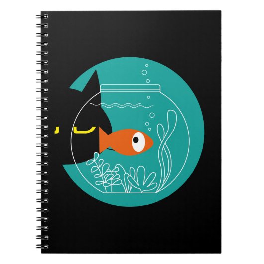 Funny Cat & Fish Notebook - Kuro Catto + Kin-chan Notizblock (Vorderseite)