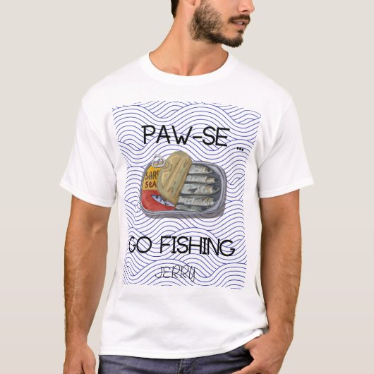 Funny Cat Fishing Design mit nautischem Thema T-Shirt (Vorderseite)