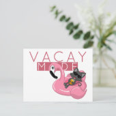 Funny Cat Flamingo Vacay Mode Urlaub Postkarte (Stehend Vorderseite)